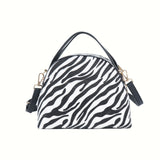 Black White PU Satchel Bag - B-B021381