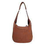 Brown PU+Suede Hobo Bag - B-B021424