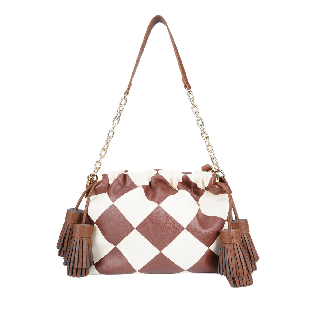 Brown White PU Bucket Bag - B-B021409 product image
