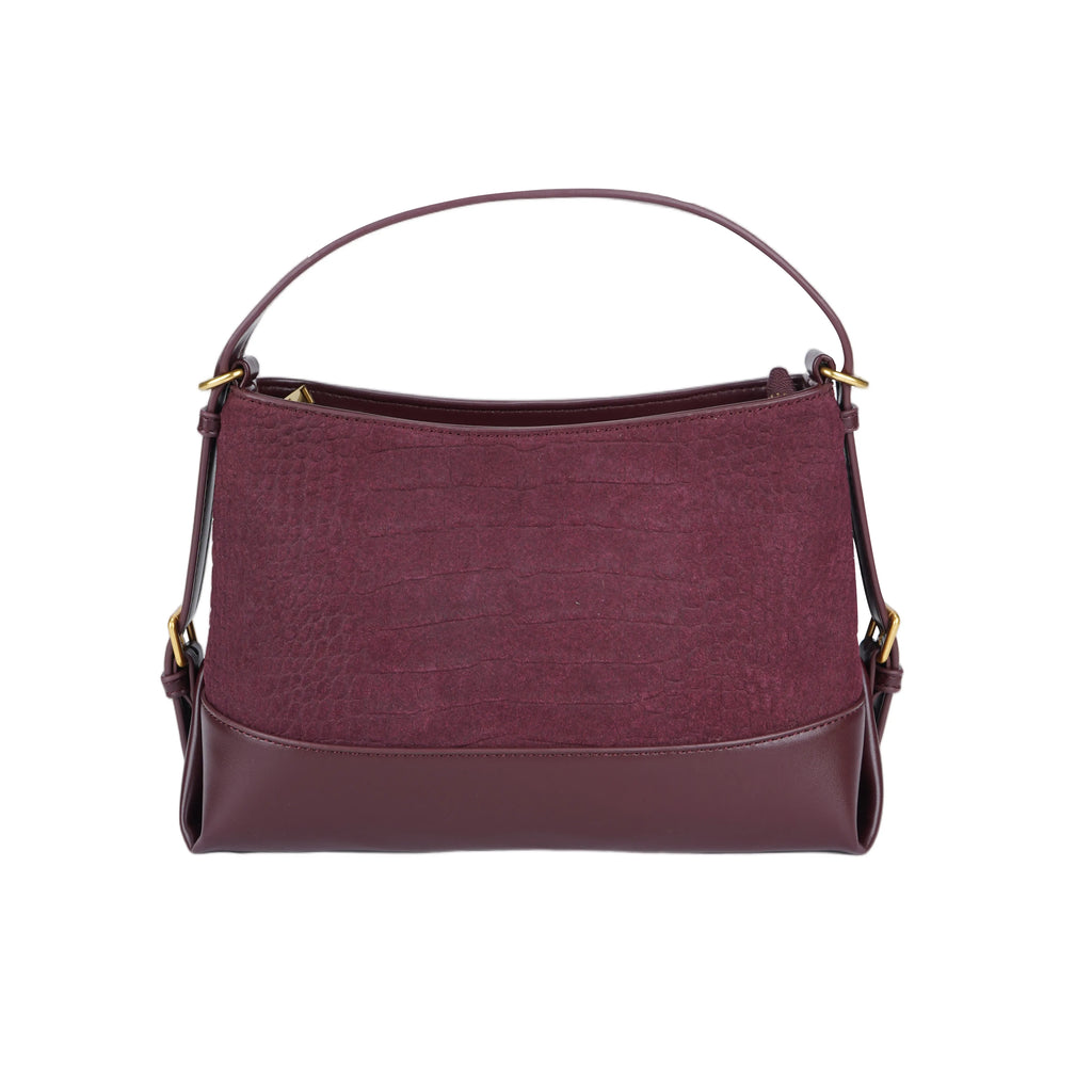 Burgundy PU+Suede Crossbody Bag - B-B021398 product image