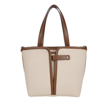 Load image into Gallery viewer, Ivory Brown PU Tote Bag - B-B021408 product image