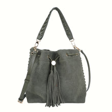 Load image into Gallery viewer, Olive Green PU+Suede Bucket Bag - B-B021383 product image