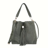 Olive Green PU+Suede Bucket Bag - B-B021383