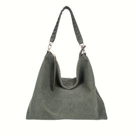 Olive Green PU+Suede Hobo Bag - B-B021384 product image