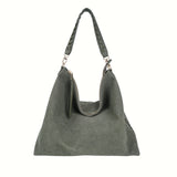 Olive Green PU+Suede Hobo Bag - B-B021384