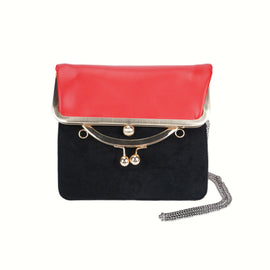 Red Black PU+Suede Crossbody Bag - B-B021373 product image